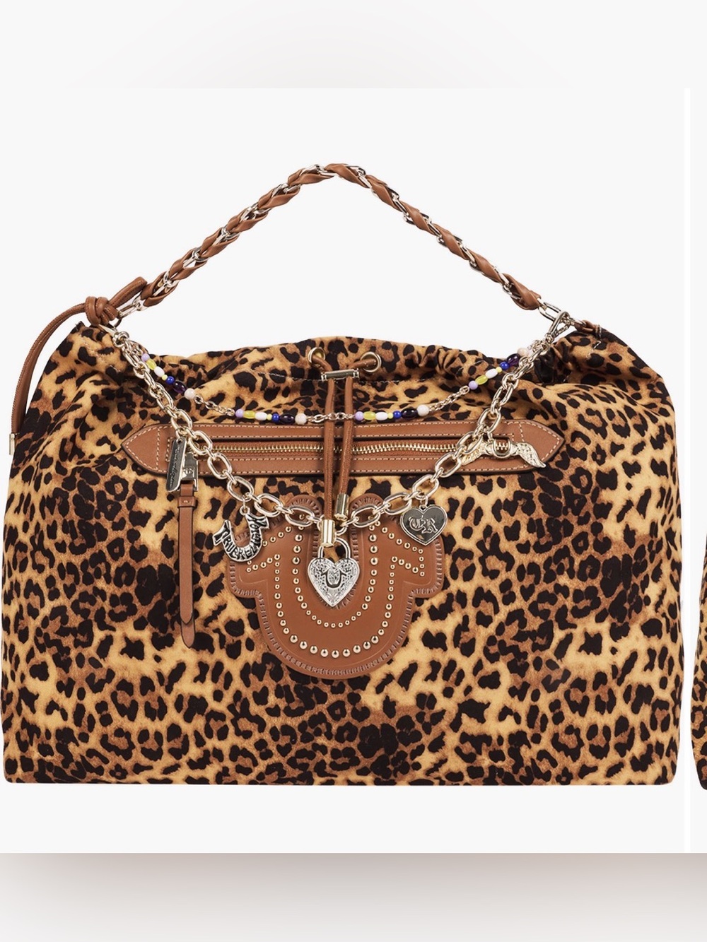 True Religion Leopard Print Soft Hobo Bag
